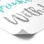 Poster Confetti d'argent bleu saupoudré de signe d'amour (Coin)