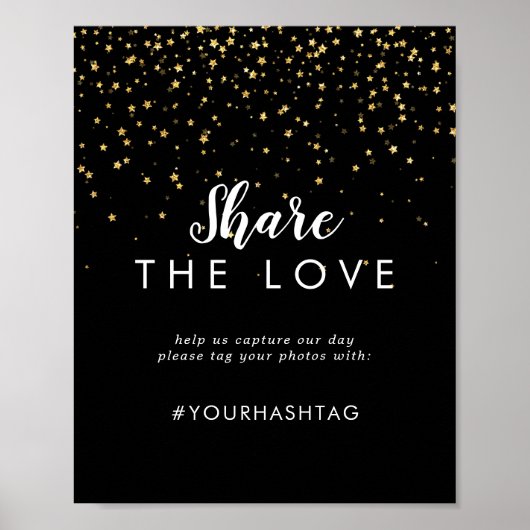 Poster Confetti d'or | Black Share the Love Sign (Devant)