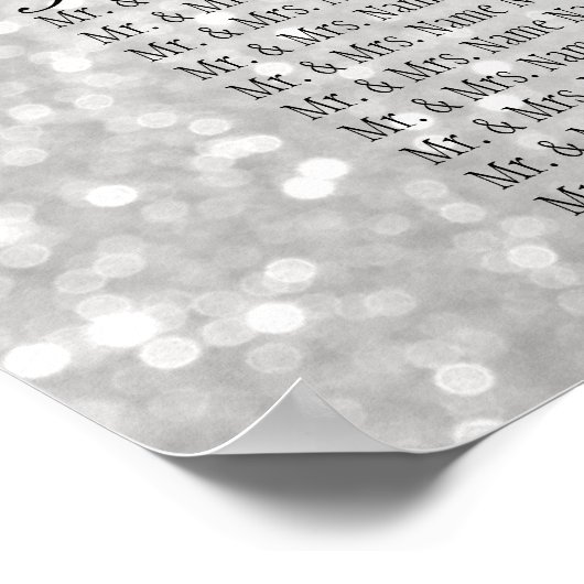 Poster Confetti en argent et blanc - 18 places (Coin)