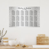 Poster Confetti en argent et blanc - 18 places (Cuisine)