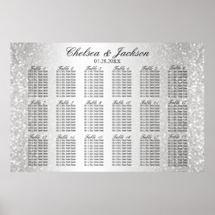 Poster Confetti en argent et blanc - 18 places
