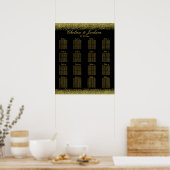 Poster Confetti noir et or - 16 Seating Chart (Cuisine)