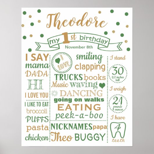 Poster Confetti Première fête d'anniversaire bannière de  (Devant)