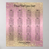 Poster Confetti rose et or - 16 Seating Chart (Devant)
