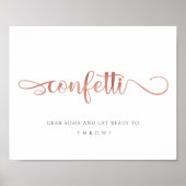 Poster Confetti rose or élégant signe de mariage (Devant)