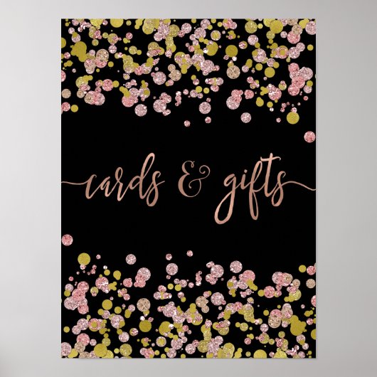Poster Confetti Sparkle Rose Gold Wedding Cartes & Cadeau (Devant)