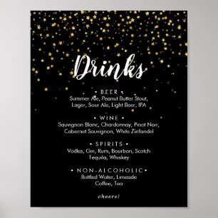 Poster Confettis dorés Panneau de menu des boissons de