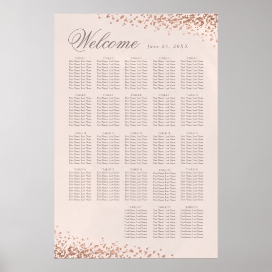 Poster Confettis élégants | 20 + Plan de table de mariage (Devant)