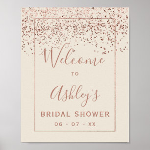 Poster Confettis or rose gold accueil de la fête de maria