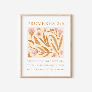 Poster Confiance dans le Seigneur Proverbes 3:5 Art chrét