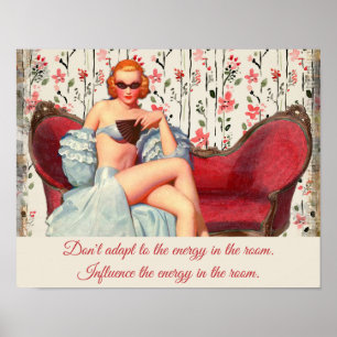 Poster Confiance et motivation de la Vintage dame rétro
