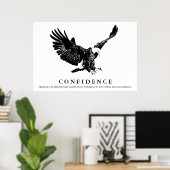 Poster Confiance motivationnelle de l'aigle noir et blanc (Bureau à domicile)