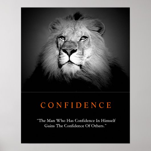Poster Confiance Motivationnelle tendance Lion noir blanc (Devant)