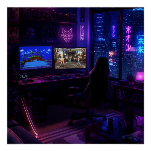 Poster Configuration de jeu Cyberpunk Art esthétique de c (Devant)