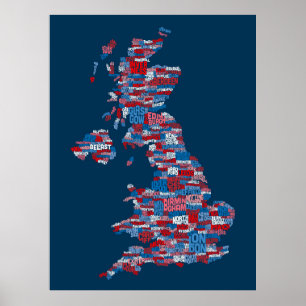 Poster Configuration de texte BRITANNIQUE de ville de la
