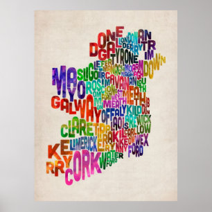 Poster Configuration de texte du comté de l'Irlande Eire