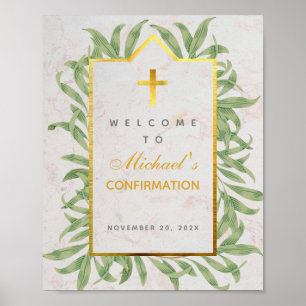 Poster Confirmation Bienvenue Verdure Faux Gold Botanique