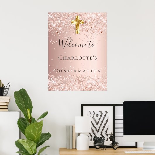 Poster Confirmation blush rose or parties scintillant pou (Bureau à domicile)