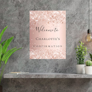 Poster Confirmation rose goldée blush de bienvenue