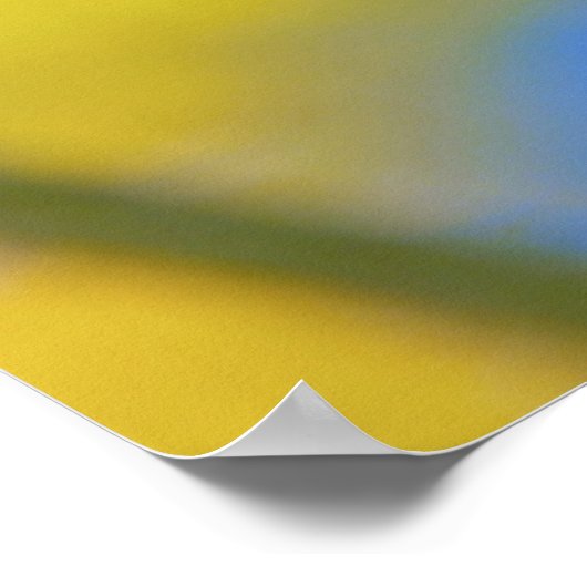 Poster Confleur Abstrait Macro jaune sur bleu (Coin)