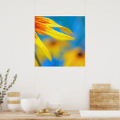 Poster Confleur Abstrait Macro jaune sur bleu (Cuisine)