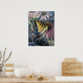 Poster Confleur de papillon à queue jaune Art 18x24 (Cuisine)