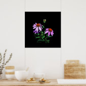 Poster Confleur violet sur noir (Cuisine)