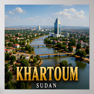 Poster Confluence du Nil Bleu et du Nil Blanc à Khartoum