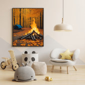 Poster Confortable Cabine feu et rondelle unique scène fo