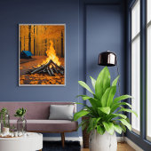 Poster Confortable Cabine feu et rondelle unique scène fo