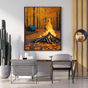 Poster Confortable Cabine feu et rondelle unique scène fo