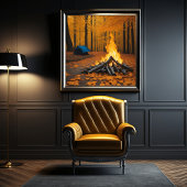 Poster Confortable Cabine feu et rondelle unique scène fo