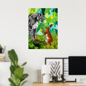 Poster Confrontation dans la jungle – Couguar et lapin gé (Bureau à domicile)