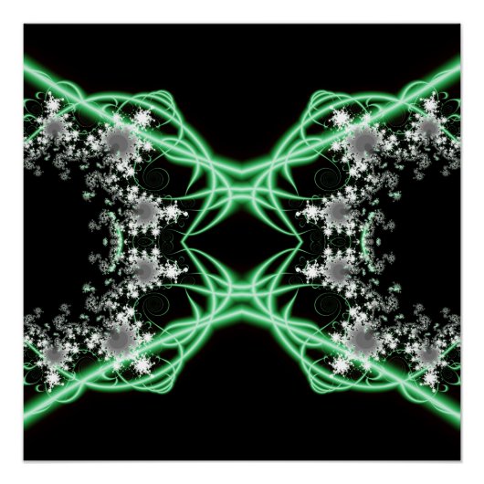 Poster Confusion | Art fractal vert et blanc (Devant)
