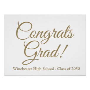 Poster Congrats Grad'or classe année élégante