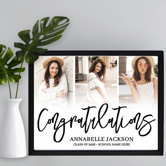 Poster Congratulations 3 Photo Graduation