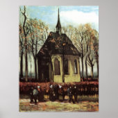 Poster Congrégation à Church, Nuenen par Vincent van Gogh (Devant)
