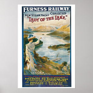 Poster Coniston Eau vintage, Furie Voyage ferroviaire et