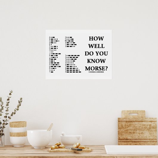 Poster Connais-Tu Bien Morse ? (Code Morse Intl) (Cuisine)