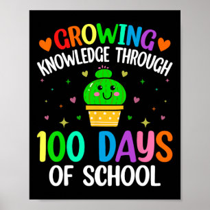 Poster Connaissance Croissante Grâce À Cactus 100 Jours D