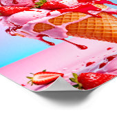 Poster Conne de crème glacée de fraise fondue (Coin)