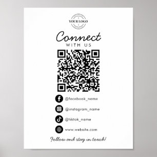 Poster Connectez-vous aux médias sociaux américains QR Co