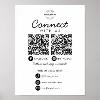 Poster Connectez-vous aux médias sociaux américains QR Co