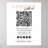 Poster Connectez-vous avec nous QR Code Pink Script Nom c (Devant)