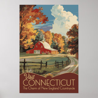 Poster Connecticut Campagne Voyage Art Vintage