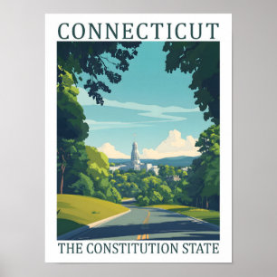 Poster Connecticut Constitution State Art Travel