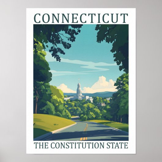 Poster Connecticut Constitution State Art Travel (Devant)