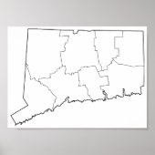 Poster Connecticut Counties Blank Outline Map (Devant)