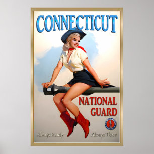 Poster CONNECTICUT Garde Nationale Épinglette Marilyn Mon