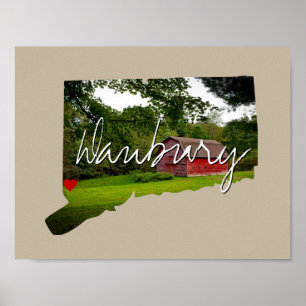 Poster Connecticut State Photo insert and town name